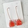 Zsiska Zsiska Ava Long Wire Drop Earrings, Orange 2 Zsiska Zsiska Ava Long Wire Drop Earrings, Orange