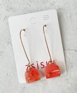 Zsiska Zsiska Ava Long Wire Drop Earrings, Orange