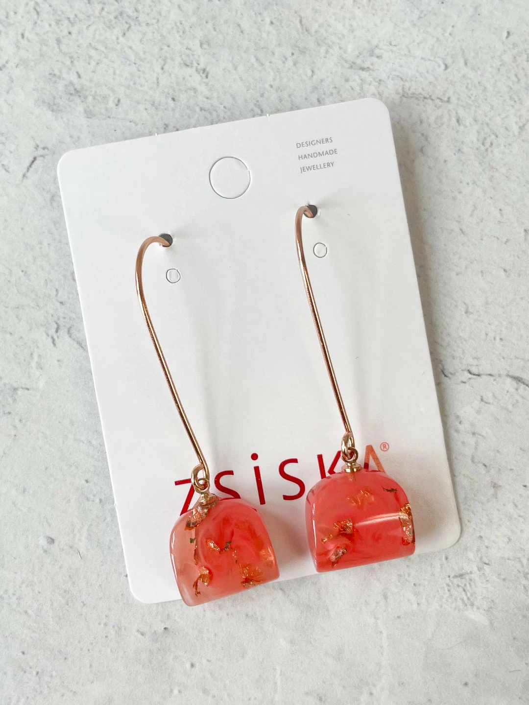Zsiska Zsiska Ava Long Wire Drop Earrings, Orange 3 Zsiska Zsiska Ava Long Wire Drop Earrings, Orange