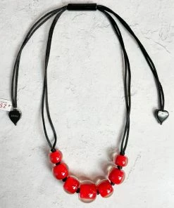 Zsiska Zsiska Colorful Beads 7 Bead Necklace, True Red