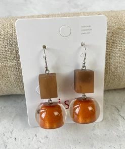 Zsiska Colorful Beads Marbled Accent Mix Shape Drop Earrings, Amber Zsiska
