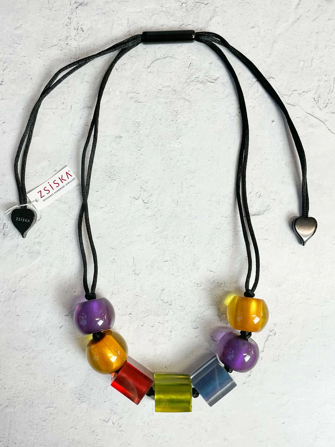 Zsiska Zsiska Colorful Cubes 7 Mix Bead Adjustable Necklace, Multi