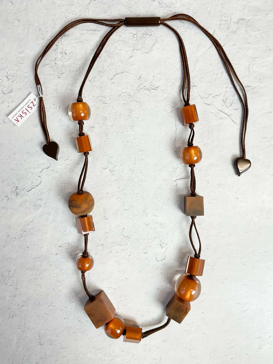 Zsiska Colorful Cubes Marbled Accent Mix Bead Necklace, Amber 3 Zsiska Colorful Cubes Marbled Accent Mix Bead Necklace, Amber