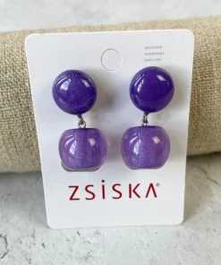 Zsiska Zsiska Colorful Cubes Petite Post Drop Earrings, Bright Purple