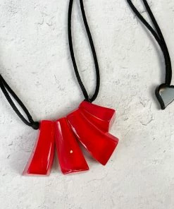 Zsiska Emocion 4 Bead Necklace, True Red