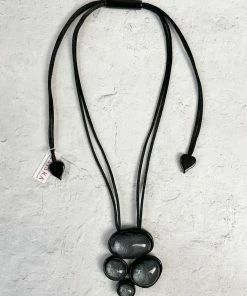 Zsiska Glam 4 Bead Pendant Necklace, Anthracite Zsiska