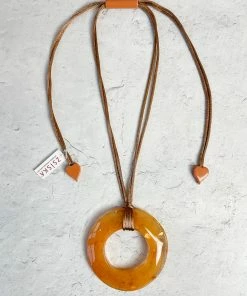 Zsiska Kamala Round Pendant Necklace, Orange Zsiska