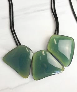 Zsiska Mara 3 Bead Adjustable Necklace, Green Zsiska