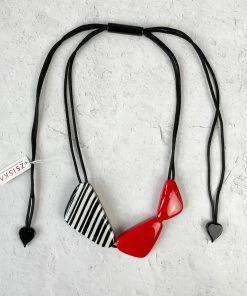 Zsiska Zsiska Olivia 3 Bead Adjustable Necklace, Red