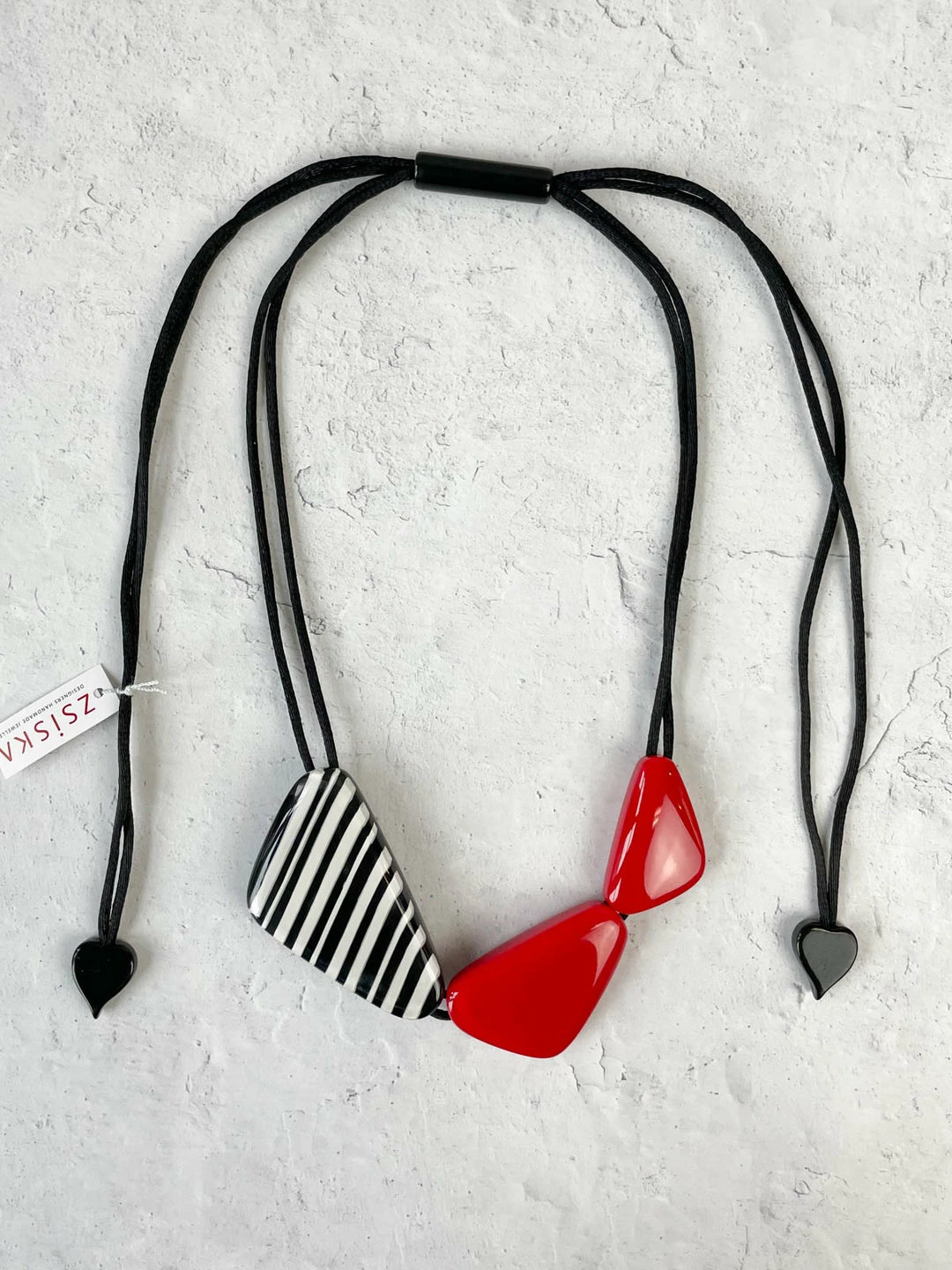 Zsiska Zsiska Olivia 3 Bead Adjustable Necklace, Red 3 Zsiska Zsiska Olivia 3 Bead Adjustable Necklace, Red