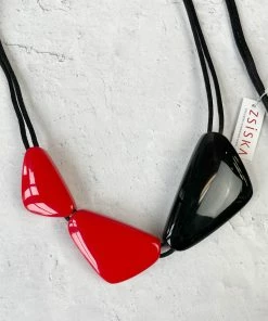 Zsiska Zsiska Olivia 3 Bead Adjustable Necklace, Red 7 Zsiska Zsiska Olivia 3 Bead Adjustable Necklace, Red