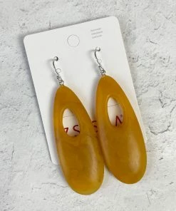 Zsiska Organic Cut Out Teardrop Wire Earrings, Mustard Zsiska