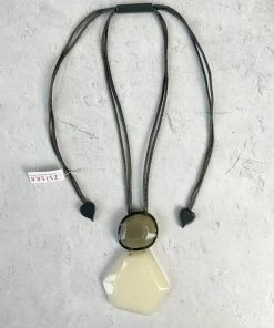 Zsiska Playa 2 Bead Pendant Necklace, White Zsiska