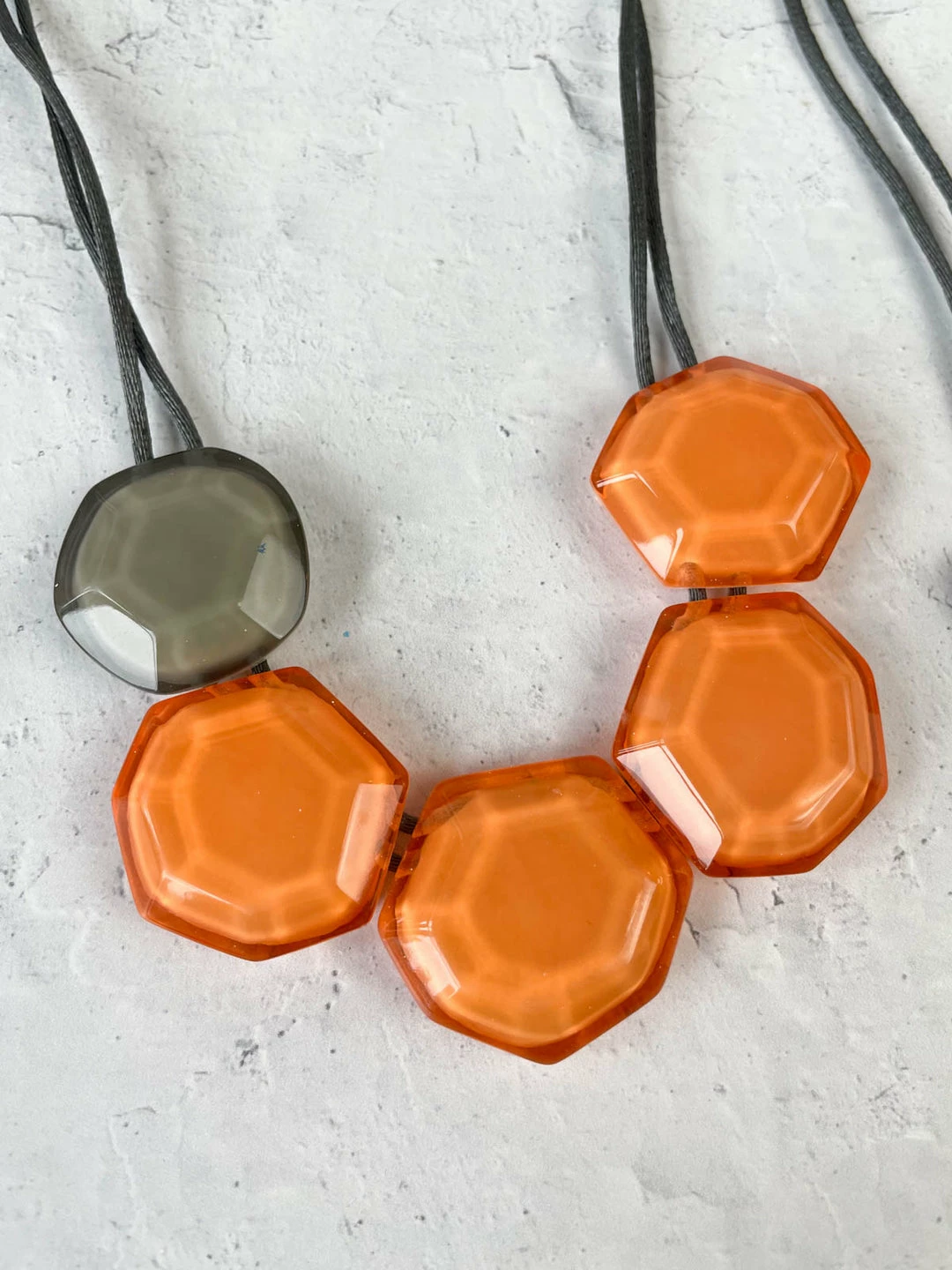 Zsiska Zsiska Playa 5 Bead Adjustable Necklace, Orange 4 Zsiska Zsiska Playa 5 Bead Adjustable Necklace, Orange