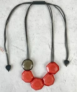 Zsiska Playa 5 Bead Adjustable Necklace, Pink