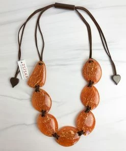 Zsiska Rhea 7 Bead Adjustable Necklace, Orange