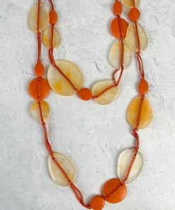 Zsiska Sabaai 2 Strand 23 Bead Necklace, Orange Zsiska