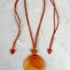 Zsiska Sabaai Round Pendant Necklace, Orange Zsiska 2 Zsiska Sabaai Round Pendant Necklace, Orange Zsiska