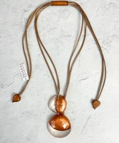 Zsiska Luxus Small 2 Bead Pendant Necklace, Copper