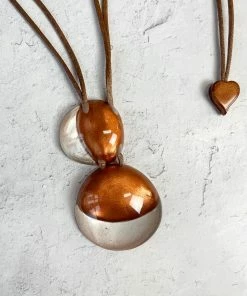 Zsiska Luxus Small 2 Bead Pendant Necklace, Copper