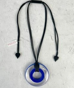 Zsiska Vida Round Pendant Necklace, Blue