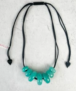 Zsiska Whimsical 7 Bead Necklace, Turquoise