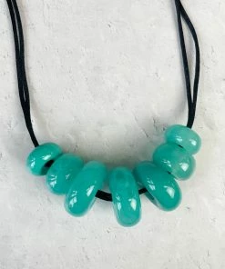 Zsiska Whimsical 7 Bead Necklace, Turquoise